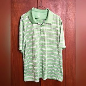 George Mens Polo XL Green with Stripes